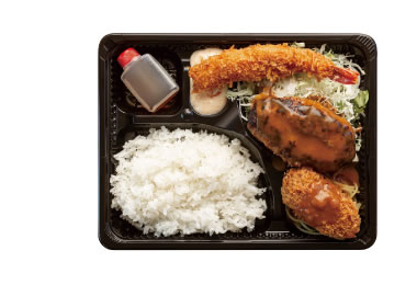 Aセットエビフライとハンバーグと選べるコロッケ